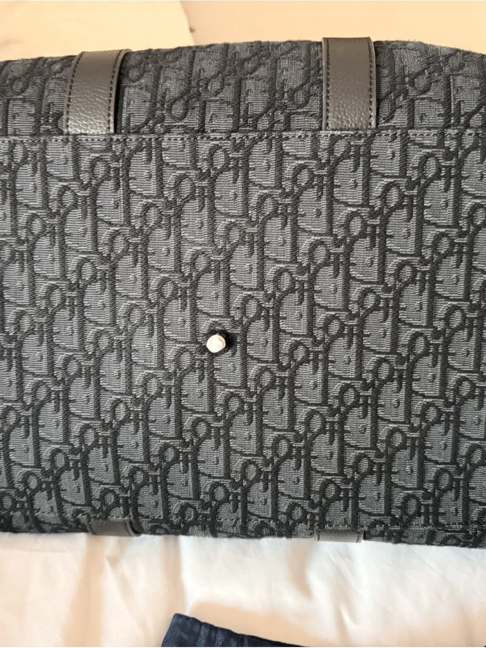 Dior Gray Monogram Canvas Duffel with Leather Trim